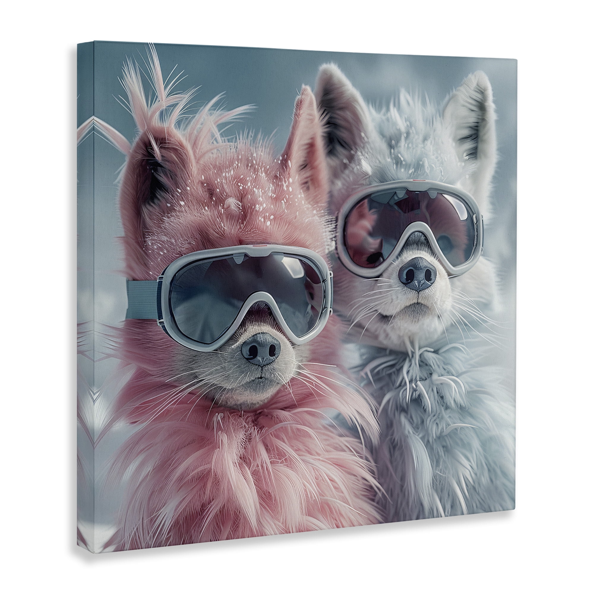 Stupell Industries Foxes in Winter Goggles Animals Painting Wrapped Canvas Art Print Wall Art, 30 x 30