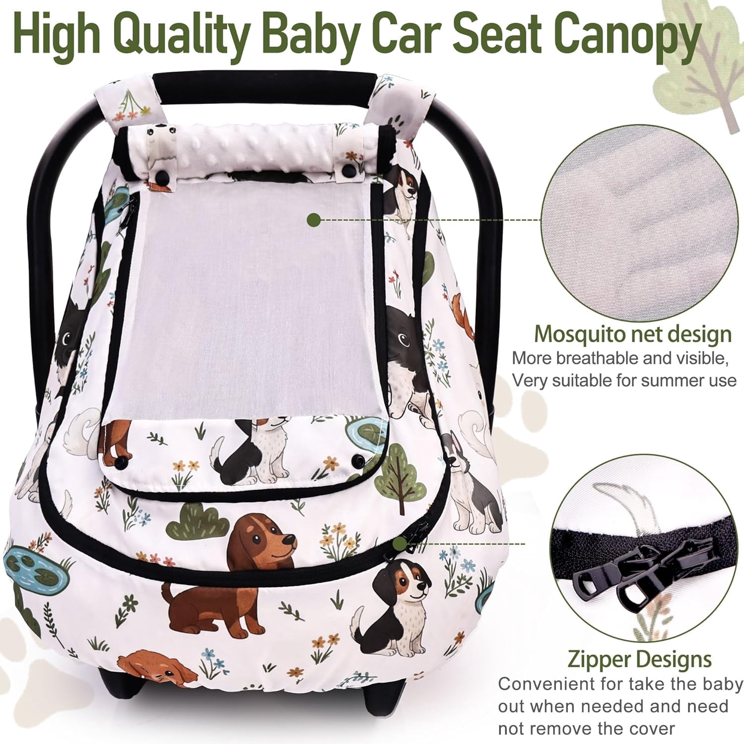 Waterproof Baby Car Seat Cover，YVMVDV Patented Cold Weather Carseat Cover for Babies,Infant Car Seat Cover Canopy for Boy Girls, Keeps Babies Warm and Cozy (Cute Dog)