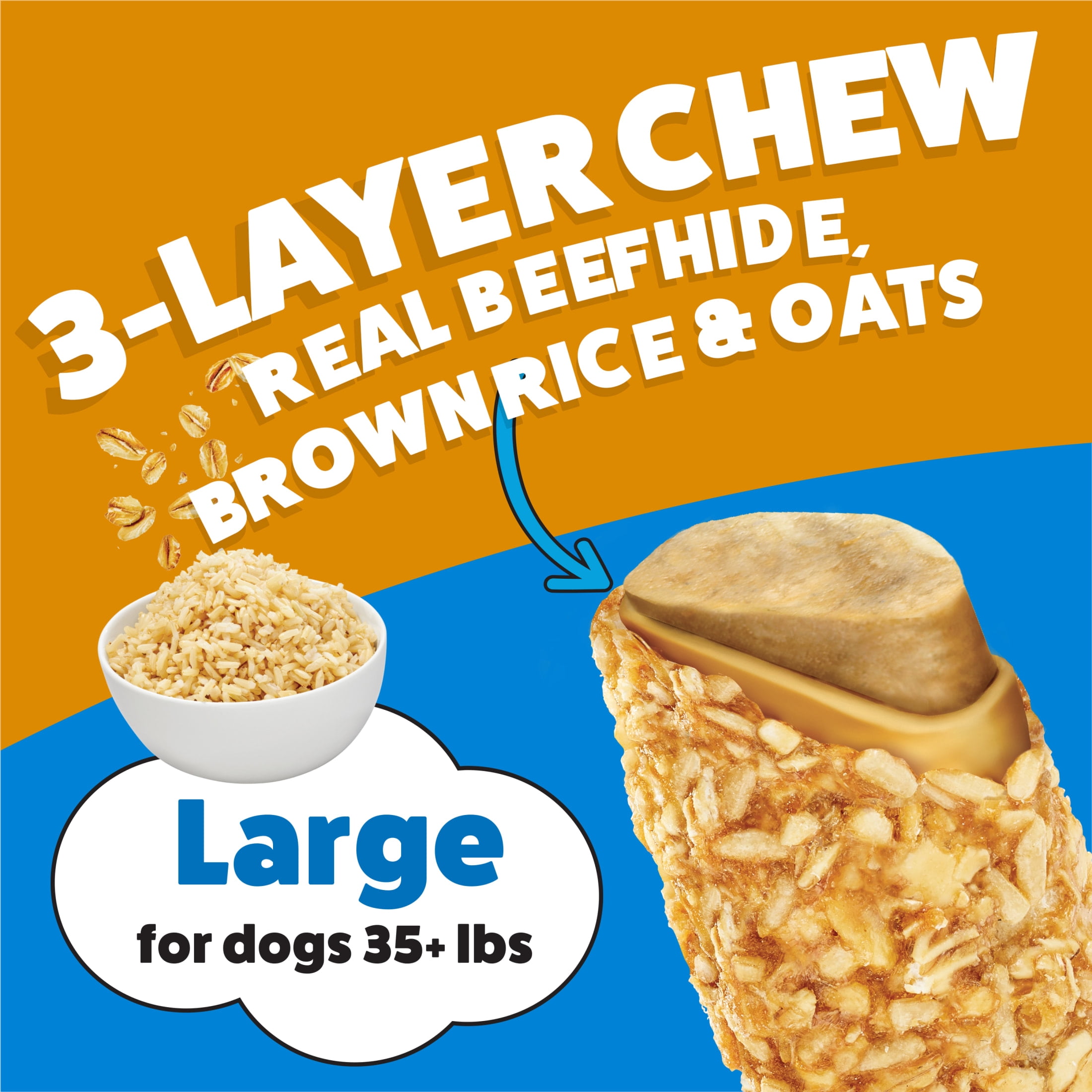 Purina Busy Chewnola Large Breed Beefhide Chews for Dogs, Long-Lasting Dog Snacks, 20 oz, 4 Pack