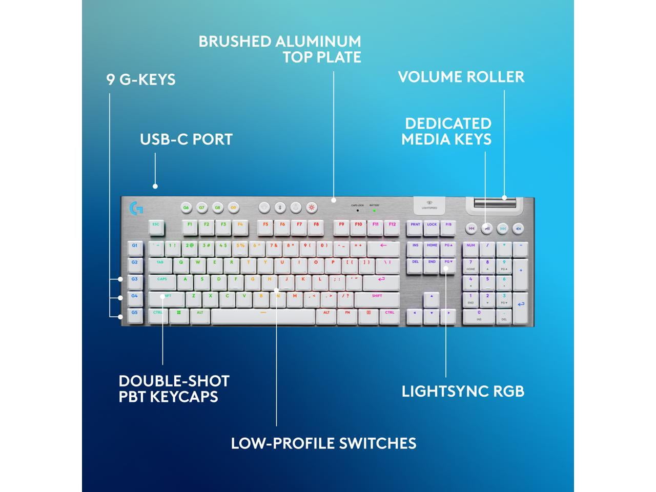 Logitech G915 X LIGHTSPEED Tactile Wireless Full-Size Gaming Keyboard - White