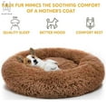 thumbnail image 6 of Gustave Pet Dog Calming Bed, Self-Warming Round Cushion Bed, Luxurious Faux Fur Donut Cuddler Soft Plush Comfortable for Sleeping "Brown, 80CM", 6 of 8