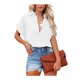 thumbnail image 2 of VISgogo Mujer Camisa Suelta, Manga Corta Solapa Cuello Botones Blusa Calle Casual Fiesta Color Sólido Tops VISgogo moda, 2 of 5