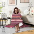 thumbnail image 4 of Wearable Blanket,Boho Red Colorful Striped Ethnic Pattern Hooded Wearable Flannel Blanket for Adults & Teens with Buckle,Winter Poncho Shawl Wrap Cape,60"x80", 4 of 5