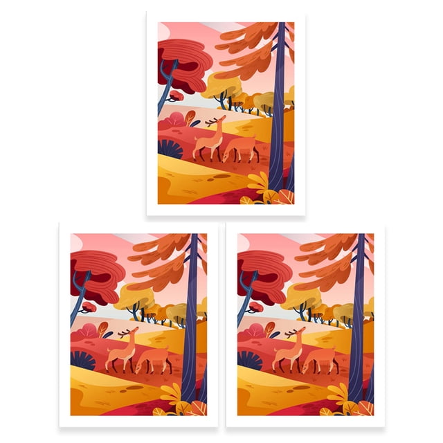 Moyic Pinturas de pared de 3 piezas, pintura de animales abstracta delicada, decoraciones colgantes, imágenes de jirafas para adornos de diseño de Decoración del hogar Moyic HA011824-00