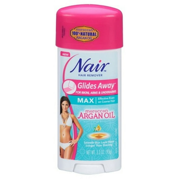 Nair Hair Remover Glides Away Max, Moroccan Argan Oil, for Bikini, Arms & Underarms 3.3 oz - (Pack of 3)