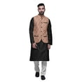 thumbnail image 1 of Atasi Mandarin Collar Traditional Solid Kurta Pajama With Printed Jacket Set, 1 of 3