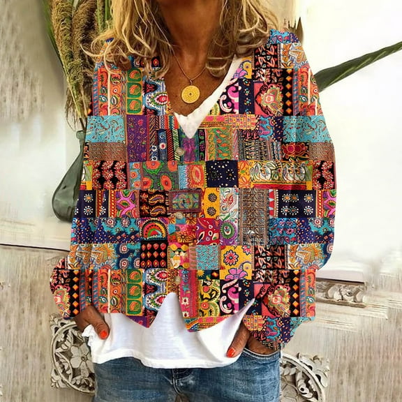 Wancir Cardigan Sweaters for Women Graphic Print V Neck Button Down Oversized Cardigans 2024 Loose Knit Outwear