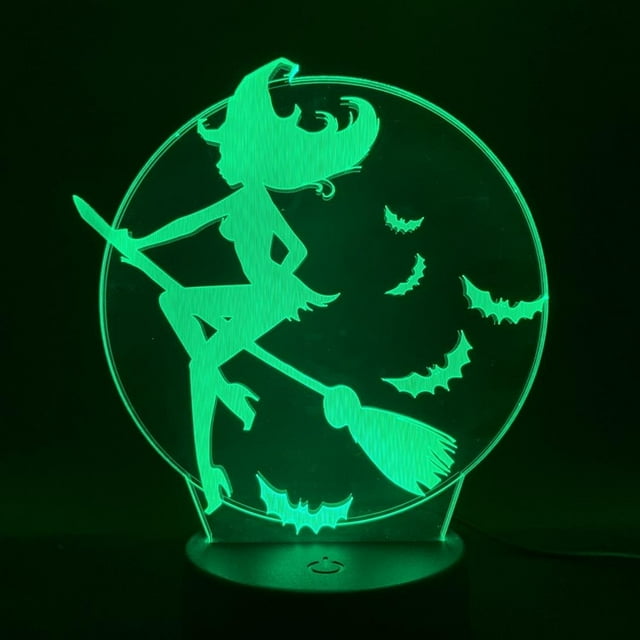 Lámpara LED de ilusión 3D con luz nocturna Magic Witch con colores