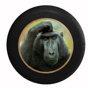 Black Monkey Scratching Head Jeep RV Camper Spare Tire Cover Black 33 in