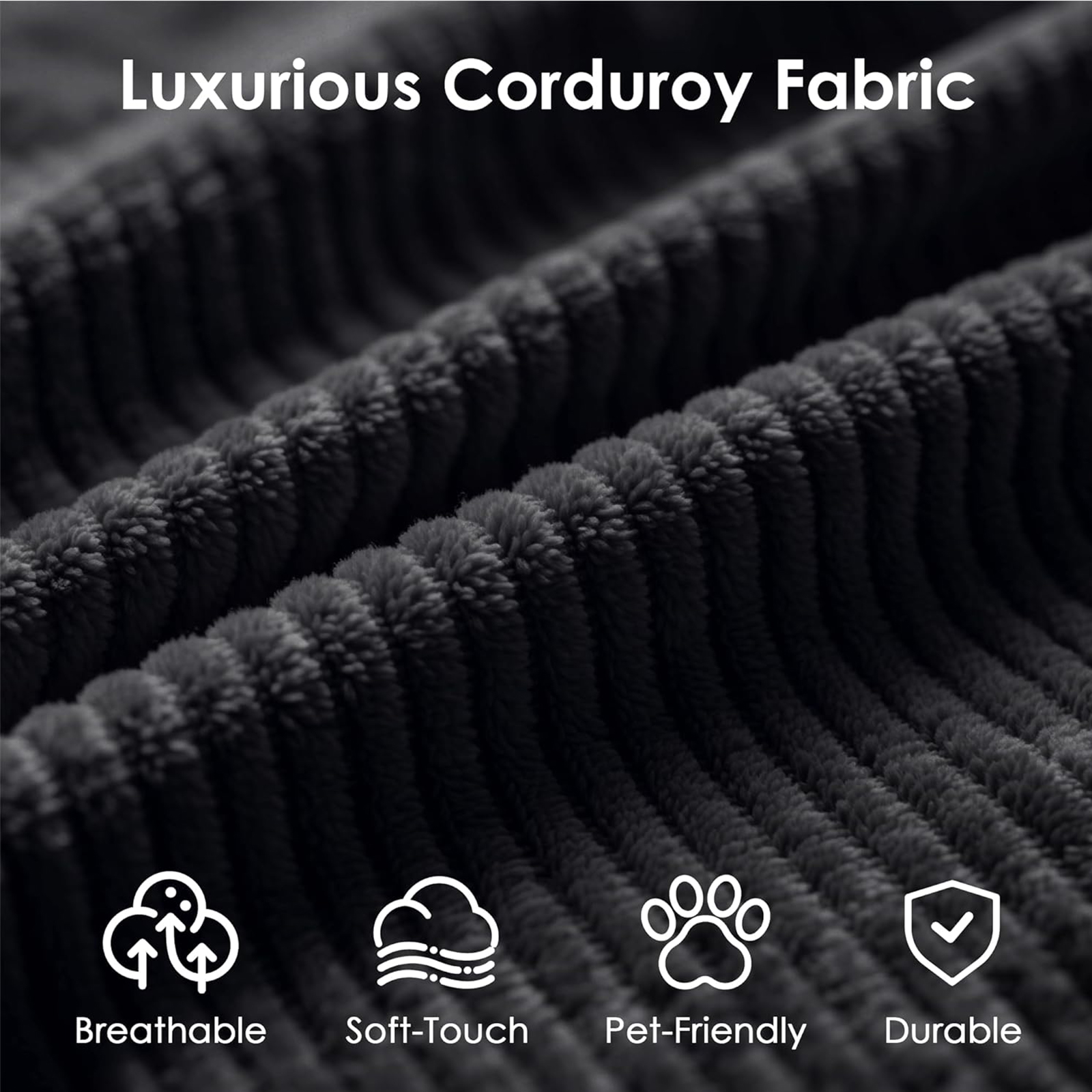 Xiweot Cloud Sectional Couch for Living Room, Memory Foam Sectional Sofa with Deep Seat, Corduroy Floor Mattress Couch, No Assembly Required (Black)