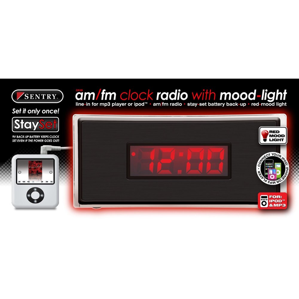 CR105, Sentry AM/FM Radio Clock with Mood Light