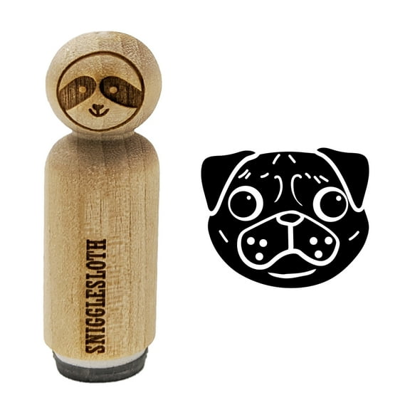 Pug Face Rubber Stamp for Scrapbooking Crafting Stamping - Mini 1/2 Inch