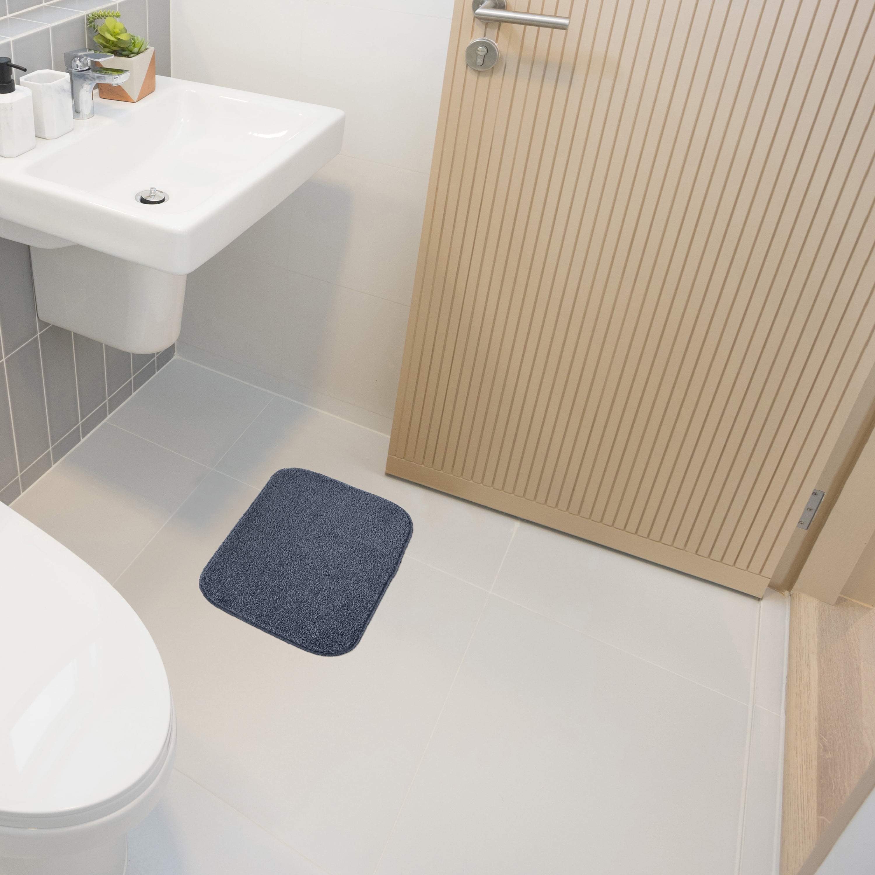 Garland Rug Gramercy Washable Polypropylene Slate Blue Bath Rug, 17" x 24"