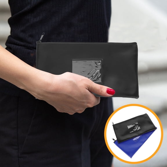 IDEANATEGRATE 2Pcs Elegant Appearance Cash Bag With Lock for Bank Deposit and Daily Use 11.40X6.29X0.51In