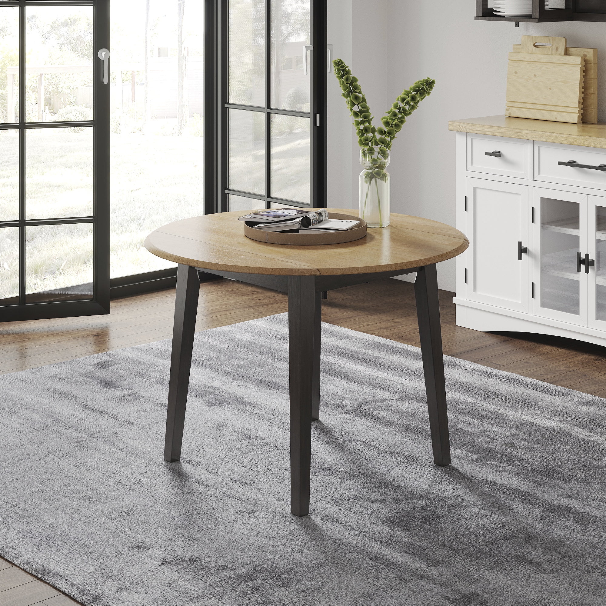 Signature Design by Ashley Gesthaven Round Dining Drop Leaf Table, Natural/Brown