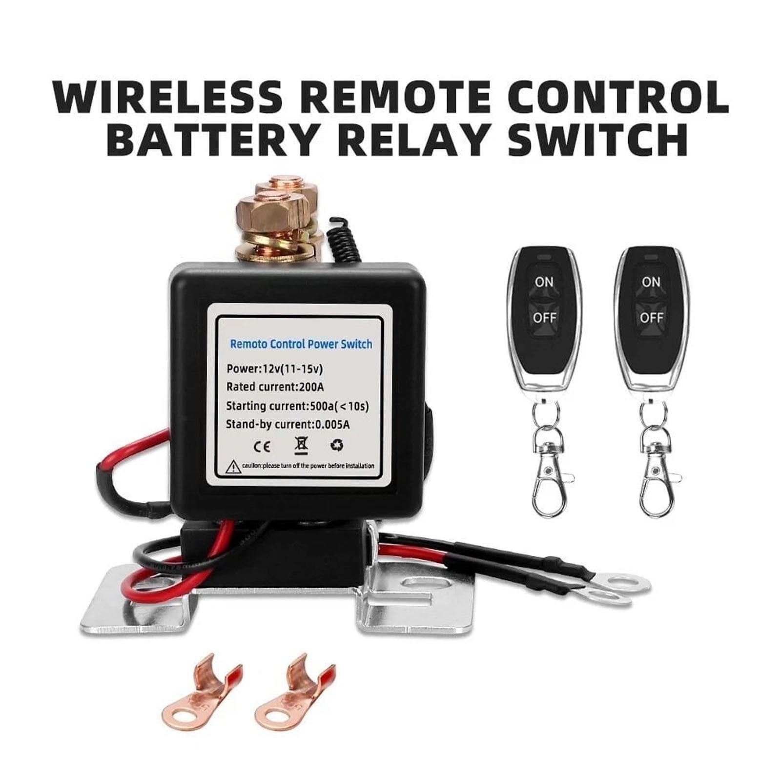 Wireless Remote Control Battery Relay Switch Car Starter, Remote Battery Disconnect Switch, Remote Start & Warm-Up/Cool-Down, Anti-Theft & DIY Installation for 12v/24v Cars, Rvs, And Classic Cars