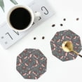 thumbnail image 5 of Kll Octagon Drink Coasters Set Of 4,Pu Leather Absorbent Coasters Set Decorative Coffee Cup Coasters Housewarming Gift For Home Decor-Hedgehogs And Flowers1, 5 of 9