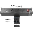 thumbnail image 2 of FOH 1875w Aluminio Abrazadera ajustable para regleta de alimentación, Toma de corriente con interruptor, Soporte de Escritorio Todo en uno con 3 salidas de CA, USB-A y USB-C con Cable 6FT, 2 of 9