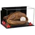 thumbnail image 1 of Acrylic Baseball Catchers Glove Display Case with Mirror, Wall Mount, Red Risers and Clear Base (A011-RR), 1 of 3