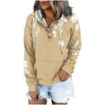 thumbnail image 2 of WXLWZYWL Womens Long Sleeve Tops Drawstring Sweatshirt Button Sweater Workout Blouses Floral Print Outdoor Hoodie with Pockets, 2 of 5