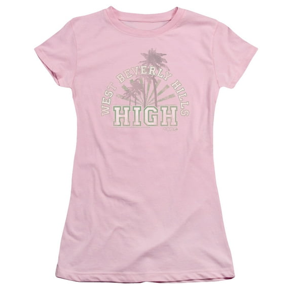 90210 West Beverly Hills High Junior Women's Sheer T-Shirt Pink