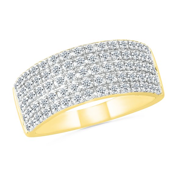 DGOLD 10kt Yellow Gold Round White Diamond 5 row Anniversary Ring (1/2 cttw)