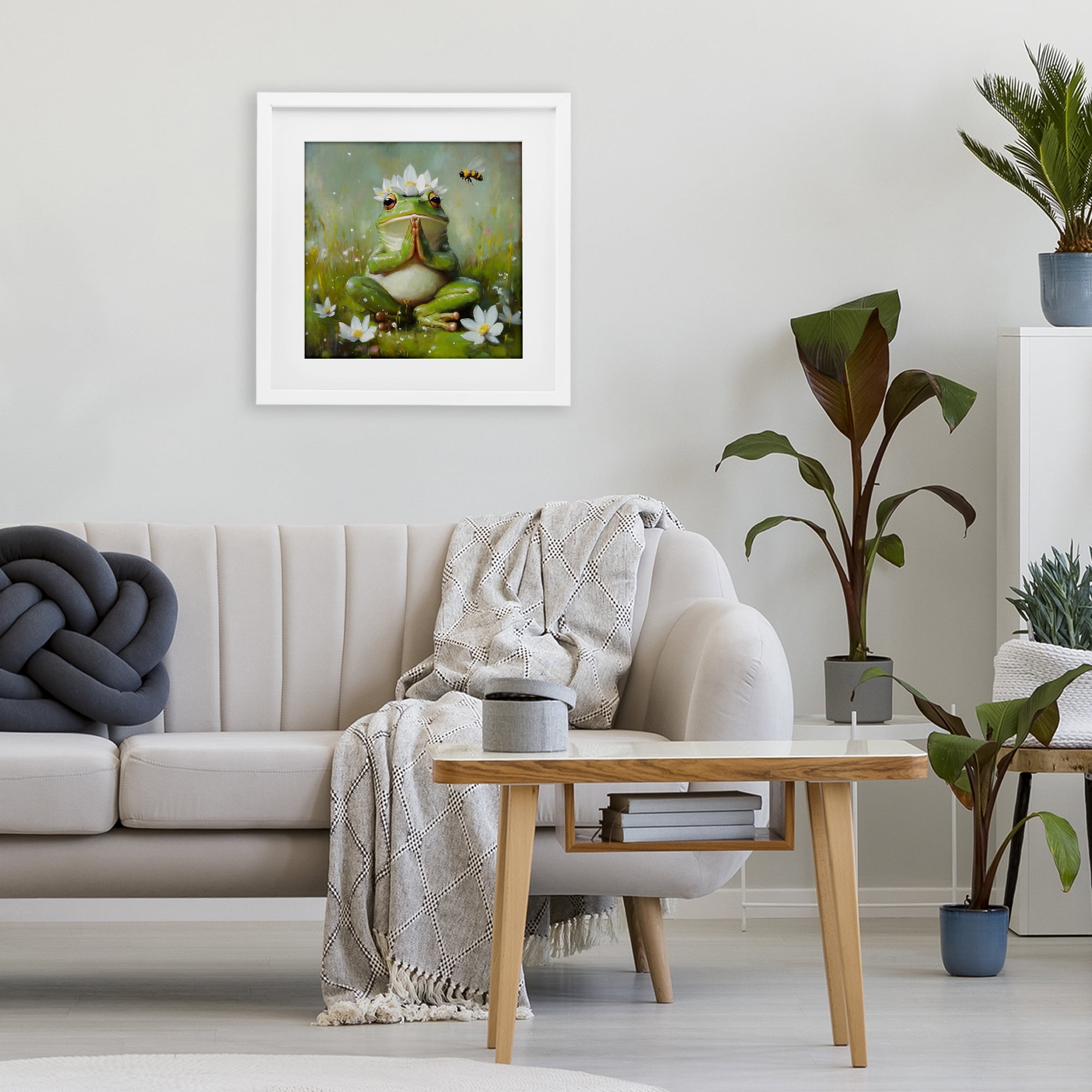 Stupell Industries Buddha Bullfrog Meditation White Framed Print Under Glass, design by Tina LeCour
