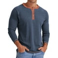 thumbnail image 2 of GENTS BLISS Crew Neck Henley Men Shirts Long Sleeve Shirts for Men Casual Color Block Tops, 2 of 6