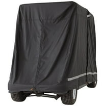 Universal 4-Passenger Golf Cart Cover, 600D Polyester Waterproof & UV-Resistant - Fits Most Club Car Models with 3 Zipper Doors - Outdoor Dustproof Black Cover