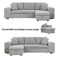 thumbnail image 3 of 104.5Inch Modular Sectional Sofa, Convertible Pull Out Sleeper Sofa with 2 Stools and Storage Chaise, 3 Seats L-shaped Comfy Couch for Living Room and Office, Gray, 3 of 9