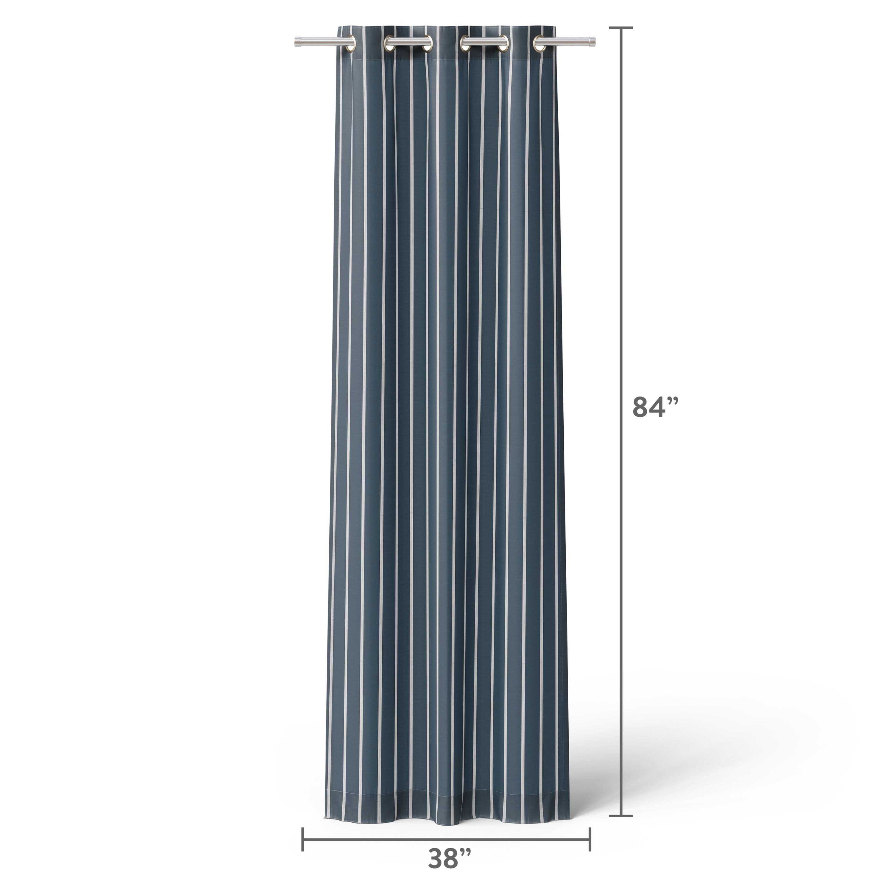 Mainstays Kids Blue and White Stripe Light-Filtering Grommet Single Curtain Panel, 38 in W x 84 in L