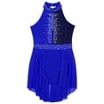 thumbnail image 5 of Aislor Kids Girls Rhinestone Sleeveless Figure Ice Skating Halter Dress Ballet Dance Gymnastic Tutu Leotard Costume Size 6-16 Blue 10, 5 of 7