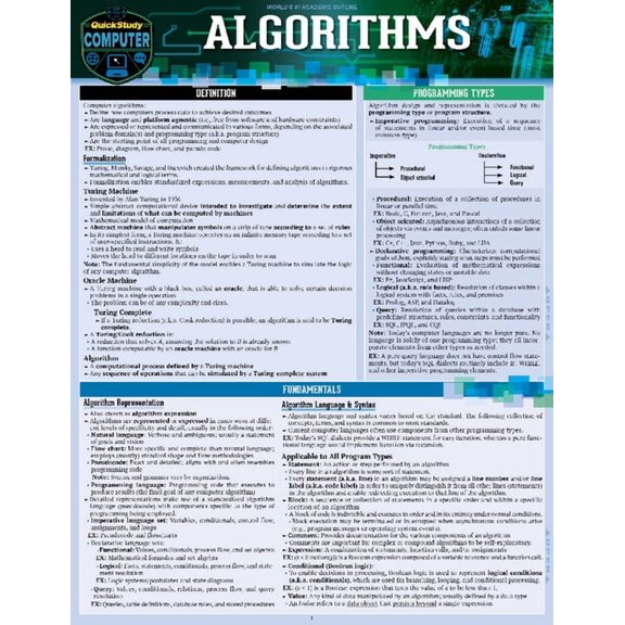 Algorithms: A Quickstudy Laminated Reference Guide, (Paperback)