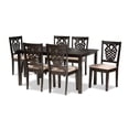 thumbnail image 2 of Baxton Studio Gervais Modern and Contemporary Sand Fabric Upholstered and Dark Brown Finished Wood 7-Piece Dining Set, 2 of 7