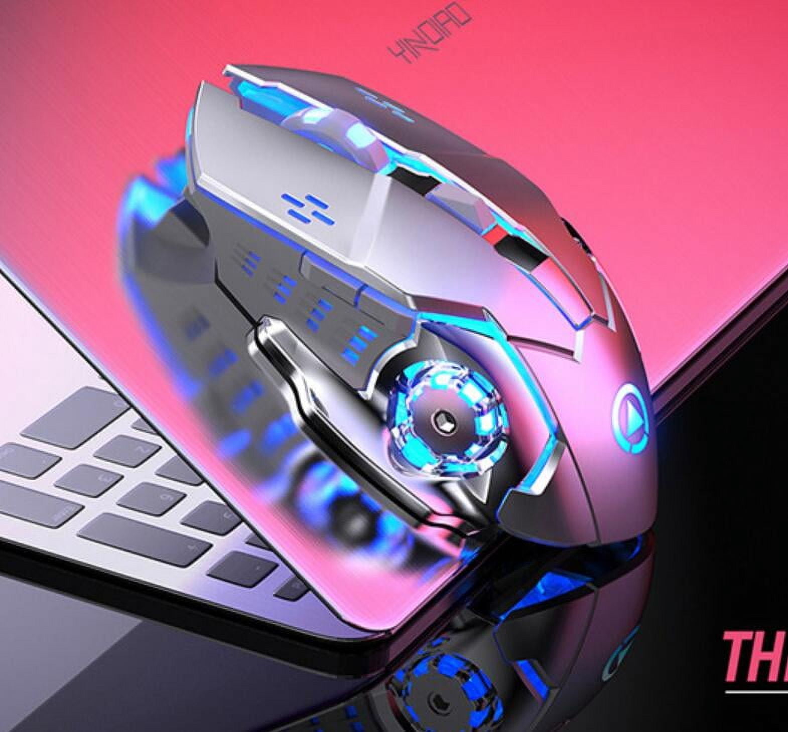 Wireless Gaming Mouse RGB Backlit, Rechargeable, 6 Programmable Buttons, 1600 DPI for Windows PC Gamers