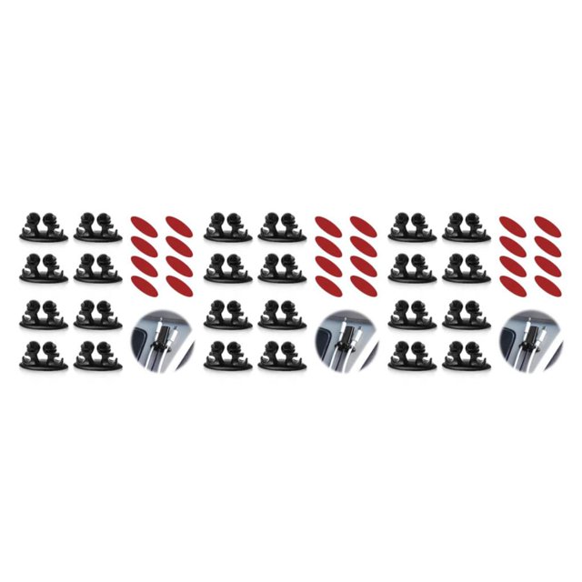 Redempat 8pieces Durable Car Wire Clamp Fits All Cars Easy Installation 3 Slots Office PVC Cable Clip As Shown 3Set