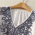 thumbnail image 3 of Women Cotton Linen Tops Vintage Floral Embroidered Shirts Summer Half Sleeve Scalloped V-Neck Boho Peasant Blouses, 3 of 6