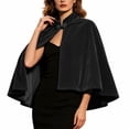 thumbnail image 2 of Ichuanyi Women Hallowee Velvet Short Cape Turn Down Collar Cloak for Wedding Evening Party Halloween Daily Wear, 2 of 9
