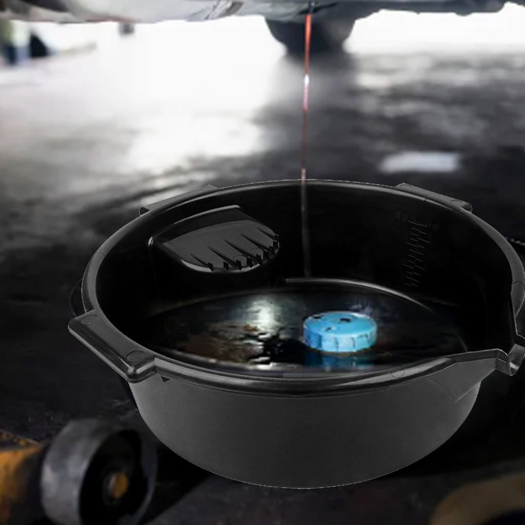 Oil Collection Container with Handle and Scale Oil Collection Tray Oil Drip Catcher Pan Reusable 6L Round Oil Drain Pan