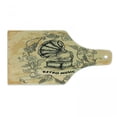 thumbnail image 1 of Vintage Cutting Board, Drawing of Nostalgic Gramophone Vinyl Rose Petals Leaves with Retro Music Banner, Tempered Glass Cutting and Serving Board, Wine Bottle Shape, Orange Black, by Ambesonne, 1 of 1