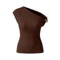 thumbnail image 2 of TaTaai Womens Off Shoulder Y2K Top Solid Color Asymmetrical Sleeveless Crop Tee Casual Streetwear Fashion Summer Wear Gift, 2 of 6