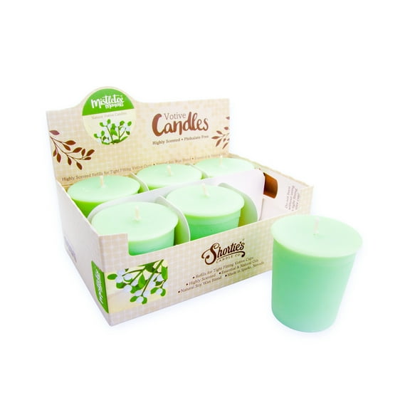 Mistletoe Moments Soy Votive Candles - Scented with Natural Fragrance Oils - 6 Green Natural Votive Candle Refills - Christmas & Holiday Collection