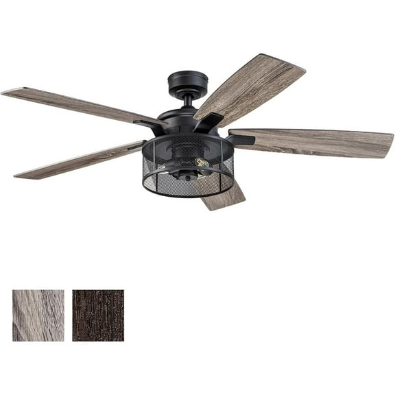 Open Box Honeywell Carnegie Ceiling Fan, Quiet Motor & Remote Control, 52", Blk
