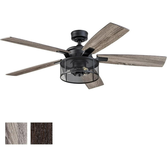 Honeywell Ventilateur de Plafond Carnegie, Moteur Silencieux et Télécommande, 52 Pouces, Noir Mat