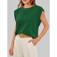 thumbnail image 3 of SHIBEVER Womens Tops Cap Sleeve Summer Shirts Loose Fit Basic Tee Shirts Casual Tops for Womens Clothes Trendy Dressy Solid Color Green Plus Size 3XL, 3 of 6
