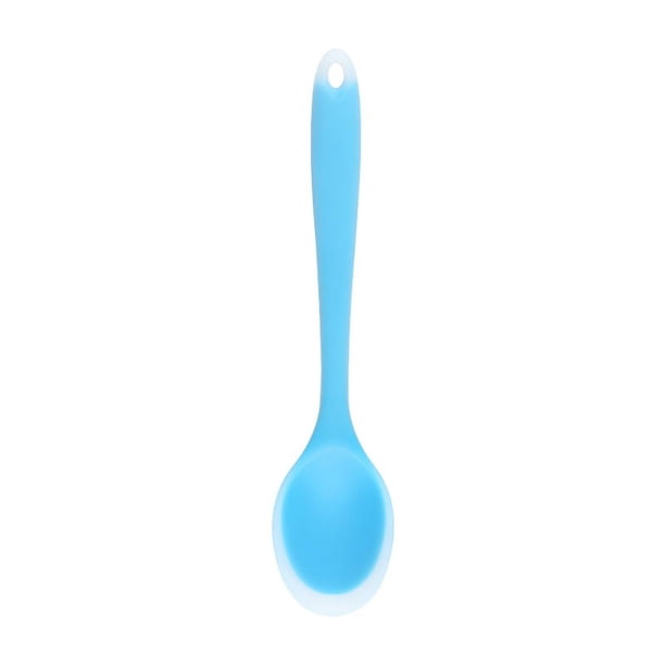 XmhyTop 2 cucharas pequeñas de silicona, cuchara de té de silicona para cocinar, hornear y revolver en la cocina, color azul A