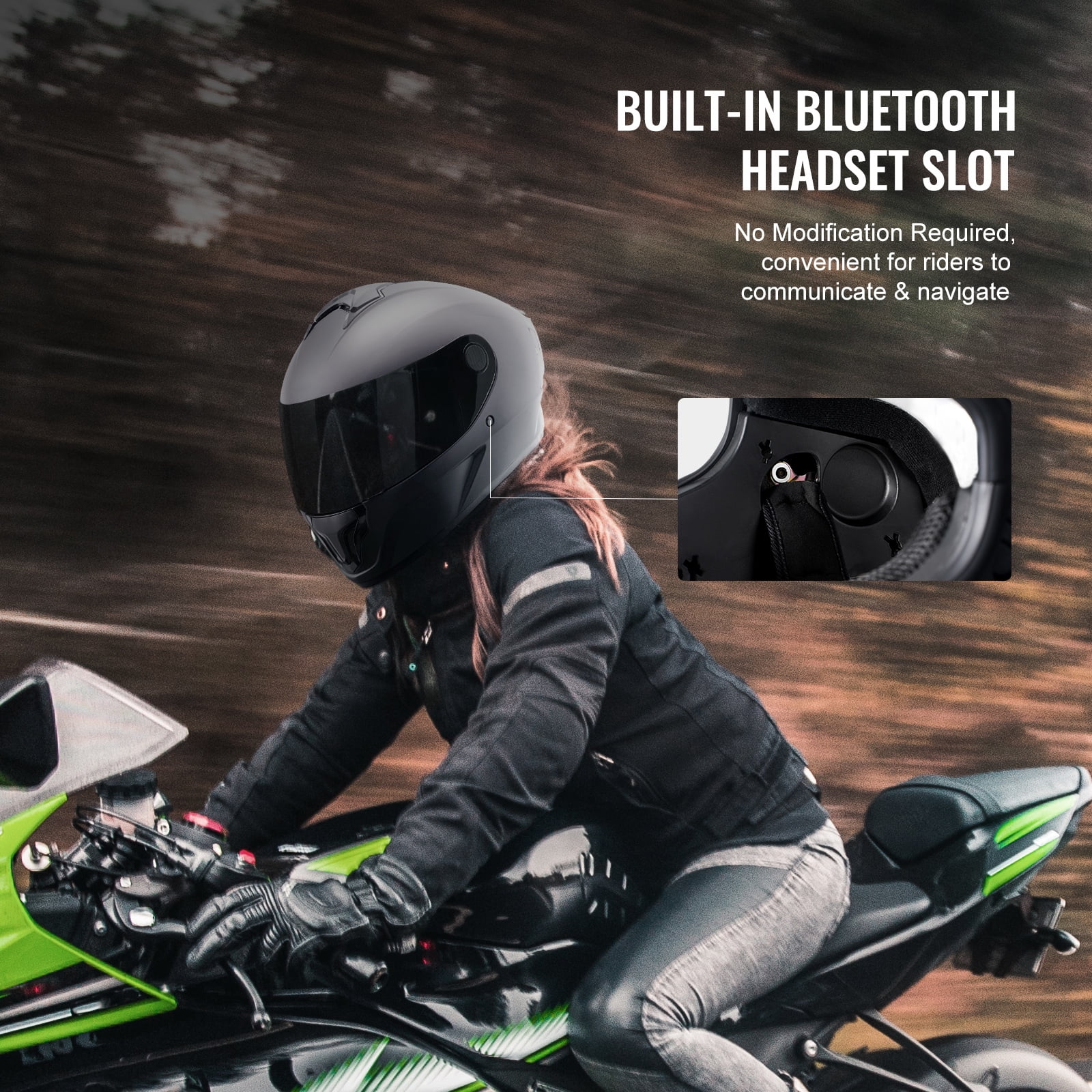 KFFKFF Motorbike Helmet, Comprehensive Coverage, Intelligent Urban ABS & Dense Helmet with Bluetooth Connectivity & Swappable Visor, DOT Certified Comfortable Off-Road Helmet