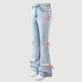 thumbnail image 5 of Ruyang Girls Jeans Flare/Bell Bottom Bow Jeans for Teen High Waist Cute Y2k Stretch Tween Denim Pants Slim Trendy Bootcut Trouser, 5 of 6