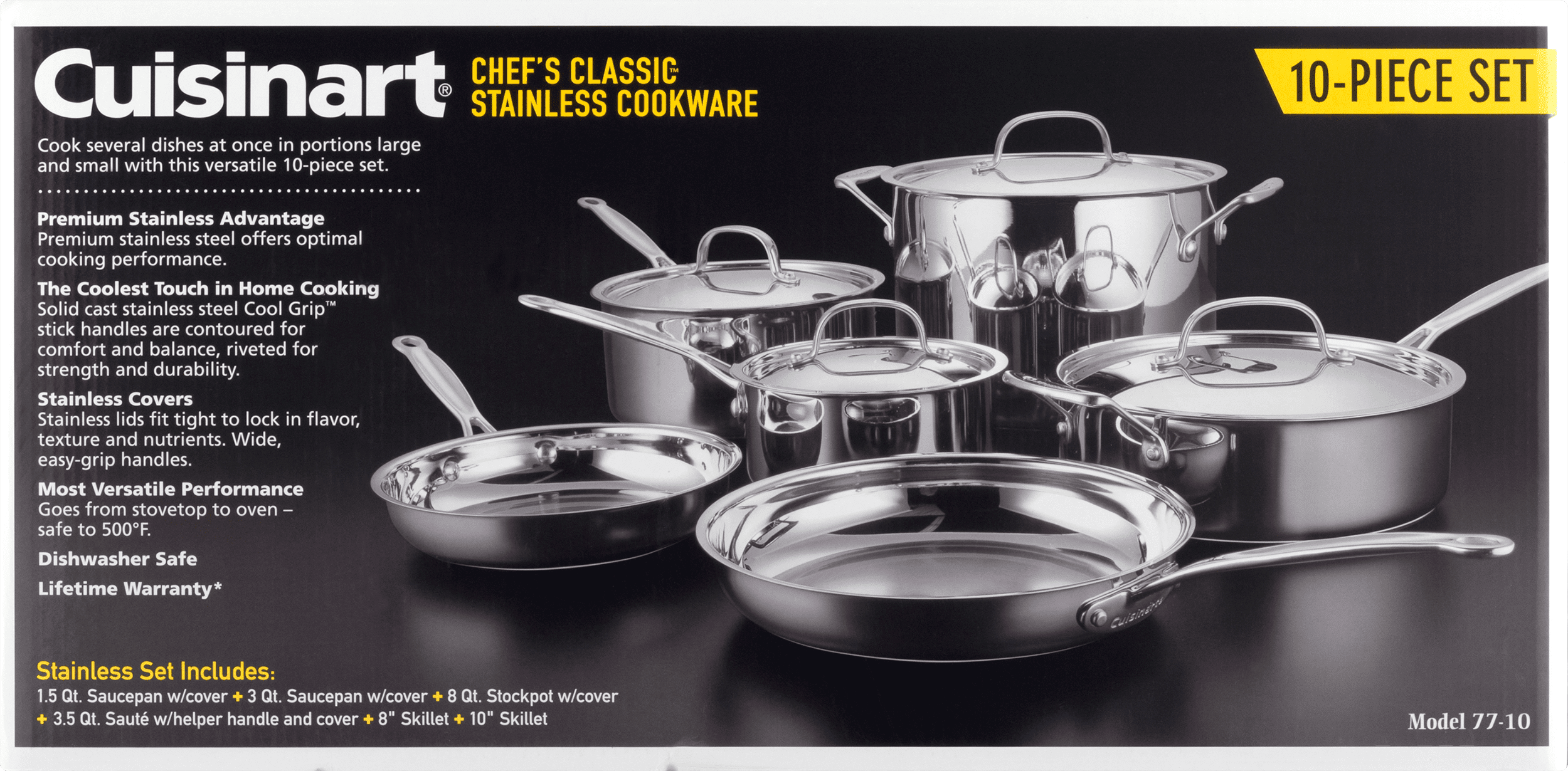 Cuisinart 77-11G 11-Piece Chef's Classic Cookware Set, Stainless