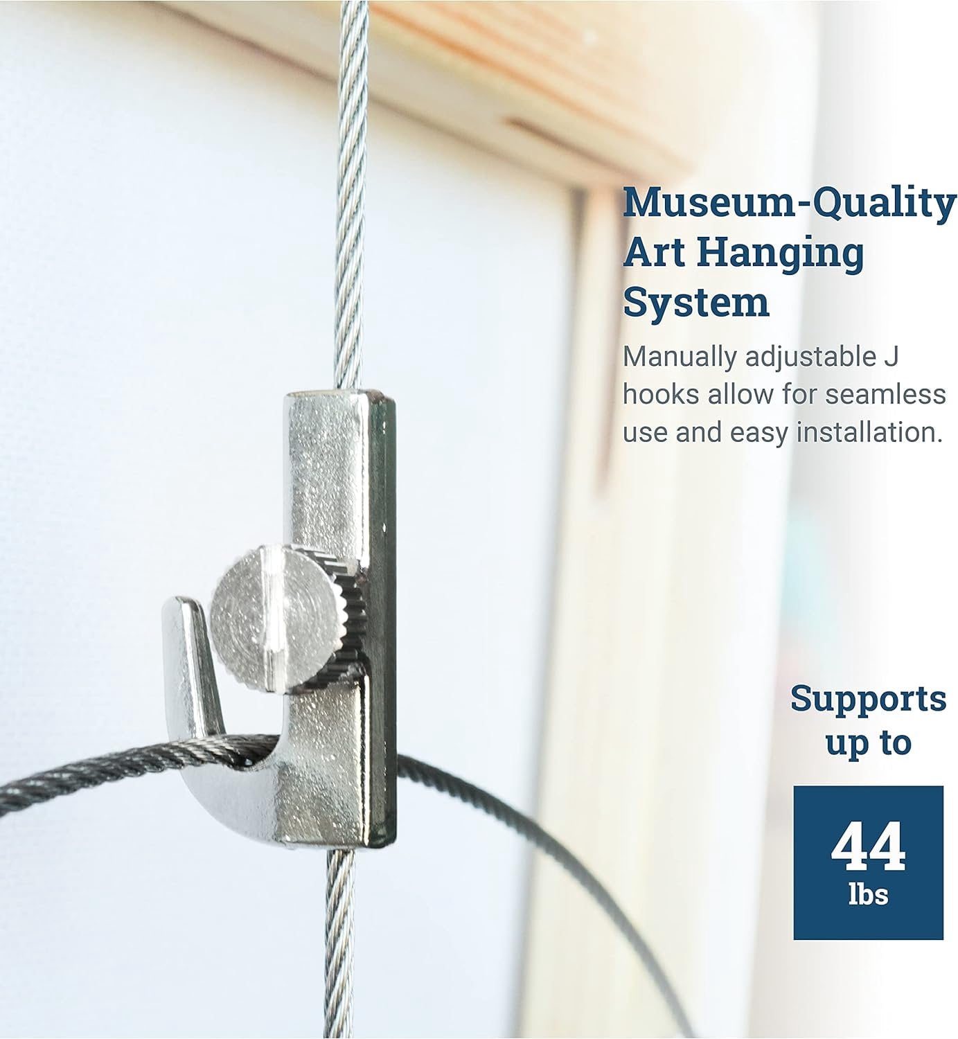 Picture Hang Solutions - Adjustable Hooks for Nylon and Steel Cables - Gallery Hanging System 10 pieces per pack